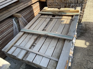 Ca. 186x Ipé hardhouten planken geschaafd, 25x95mm, lengte 38/95cm, 51